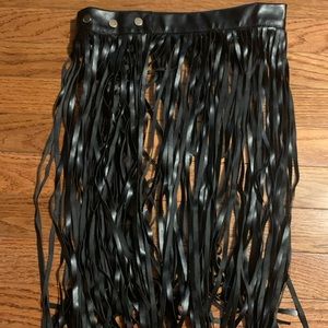 Fringe leather skirt